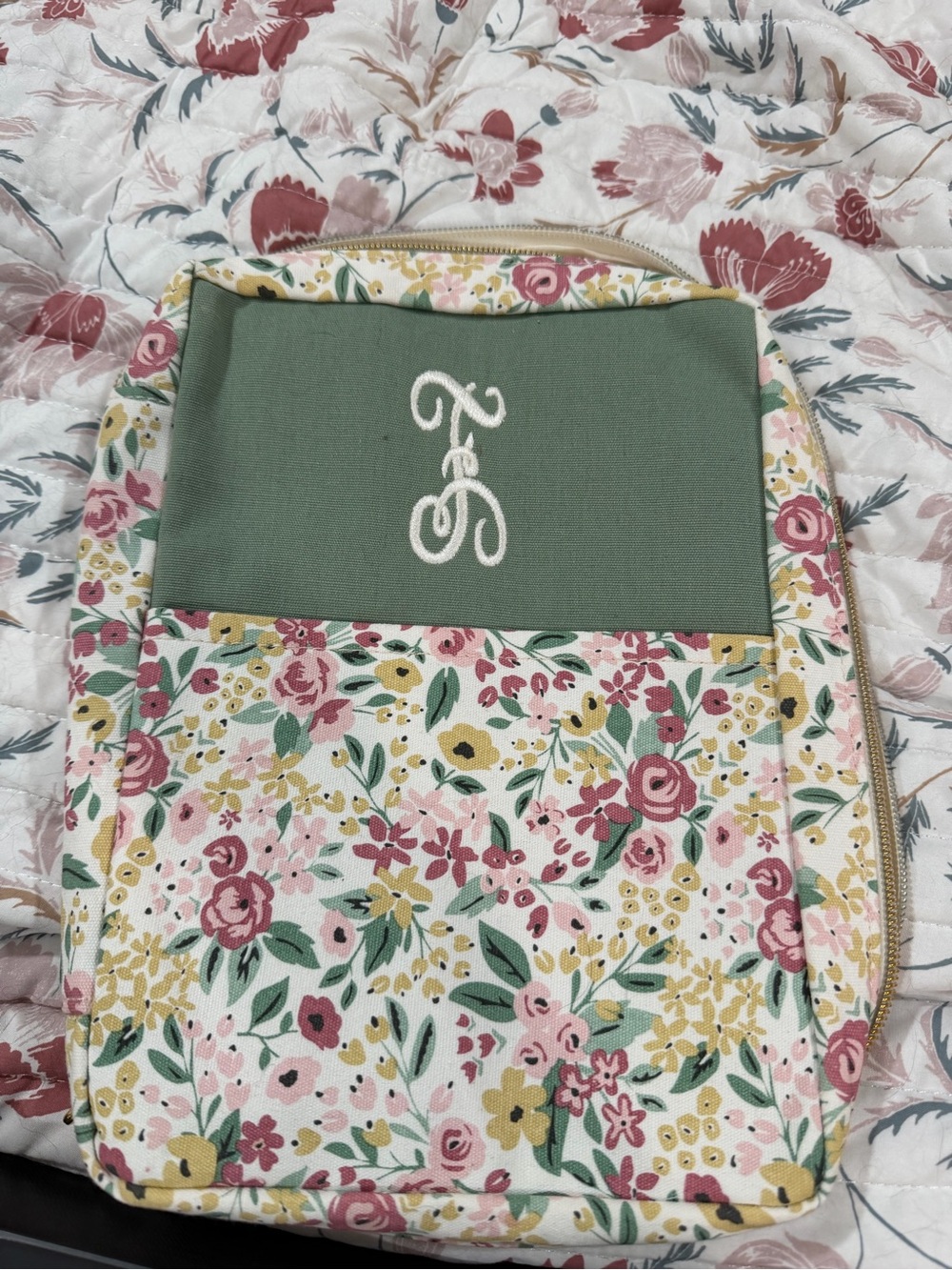 Bible Case - Floral Print - Pink & Green